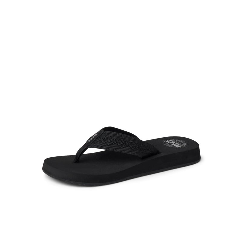 Reef Sandy Womens Beach Flip Flop, Soft Woven Strap Made From 100% Recycled PET, Black/Black, 9 - Image 1